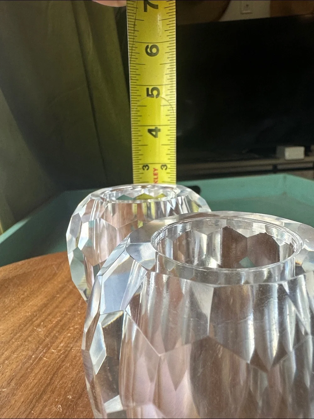 Imported crystal hand cut votive set of two candle holder. Gorgeous